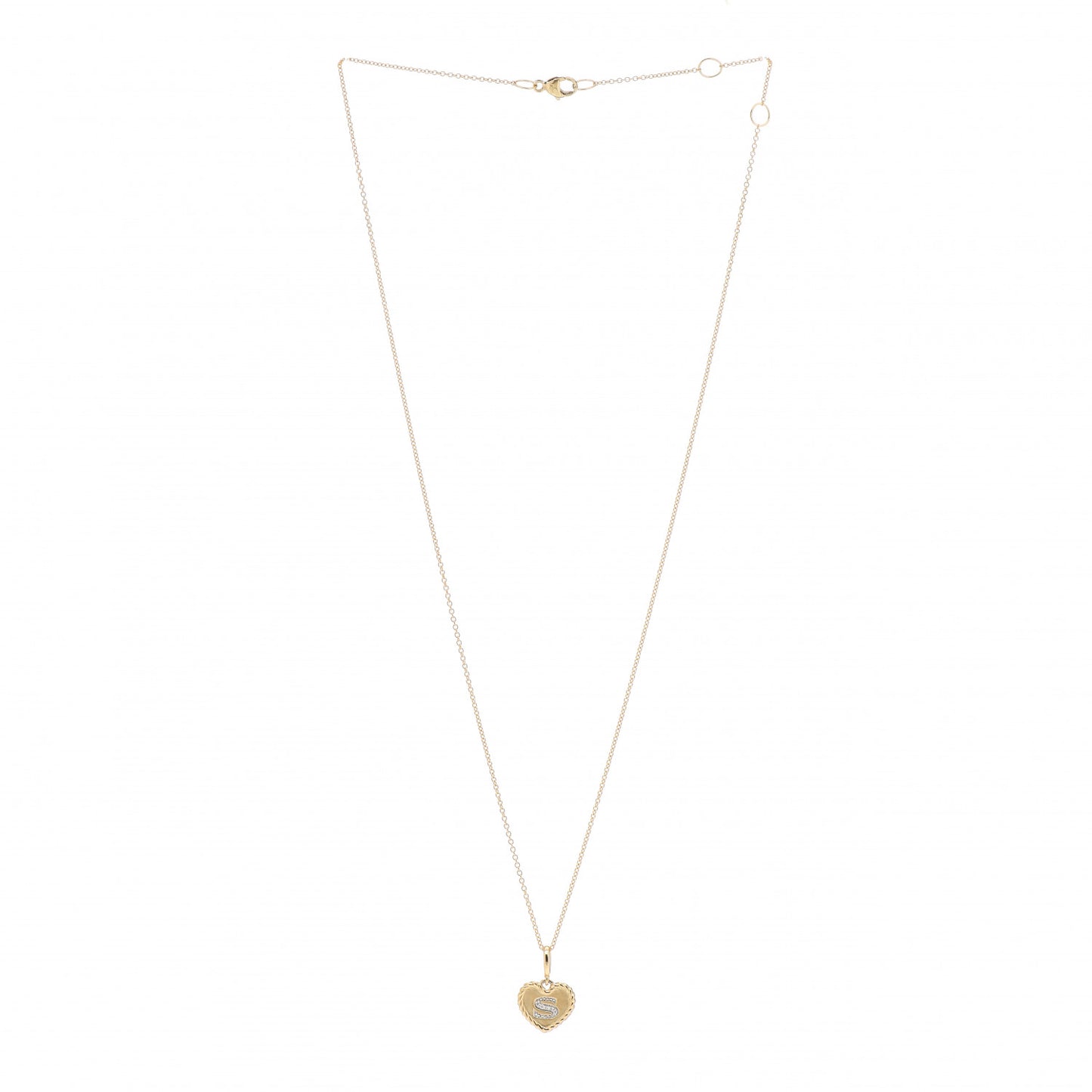 18K Yellow Gold Diamond Initial S Charm Necklace