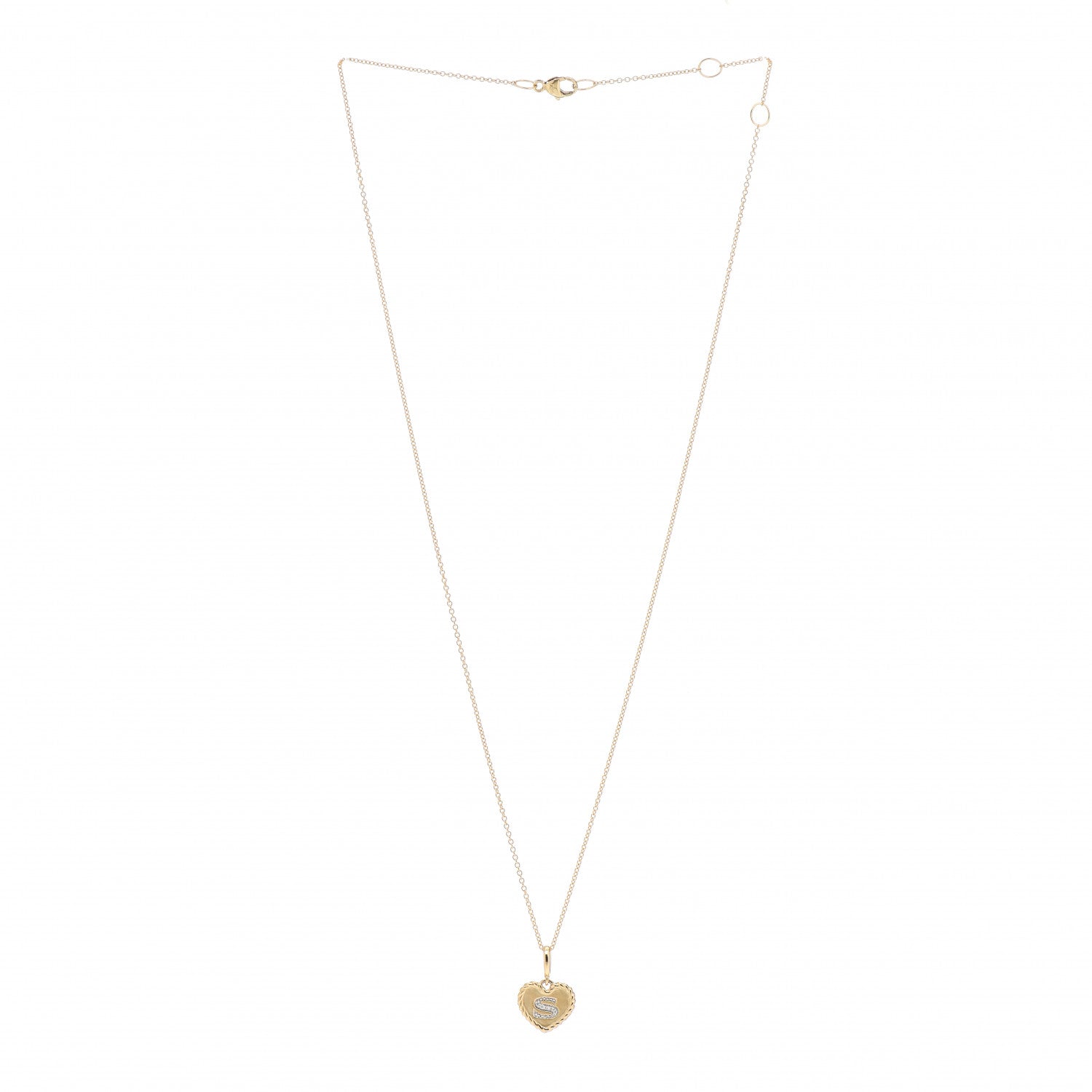 David Yurman 18K Yellow Gold Diamond Initial S Charm Necklace 3 of 5