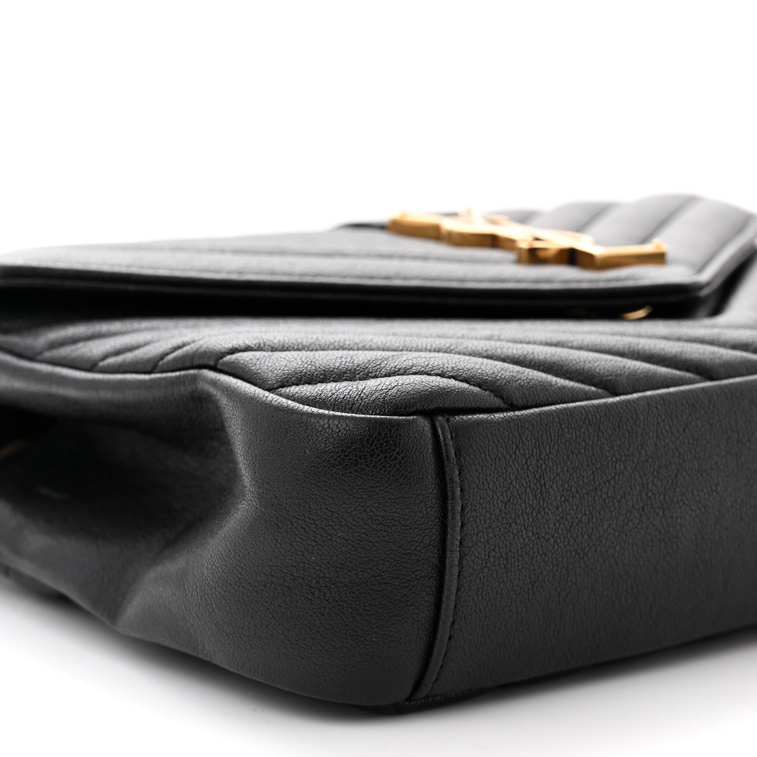 Saint Laurent Sheepskin Matelasse Chevron Monogram Medium College Bag Black 9 of 11