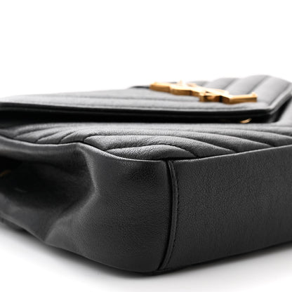 Saint Laurent Sheepskin Matelasse Chevron Monogram Medium College Bag Black 9 of 11