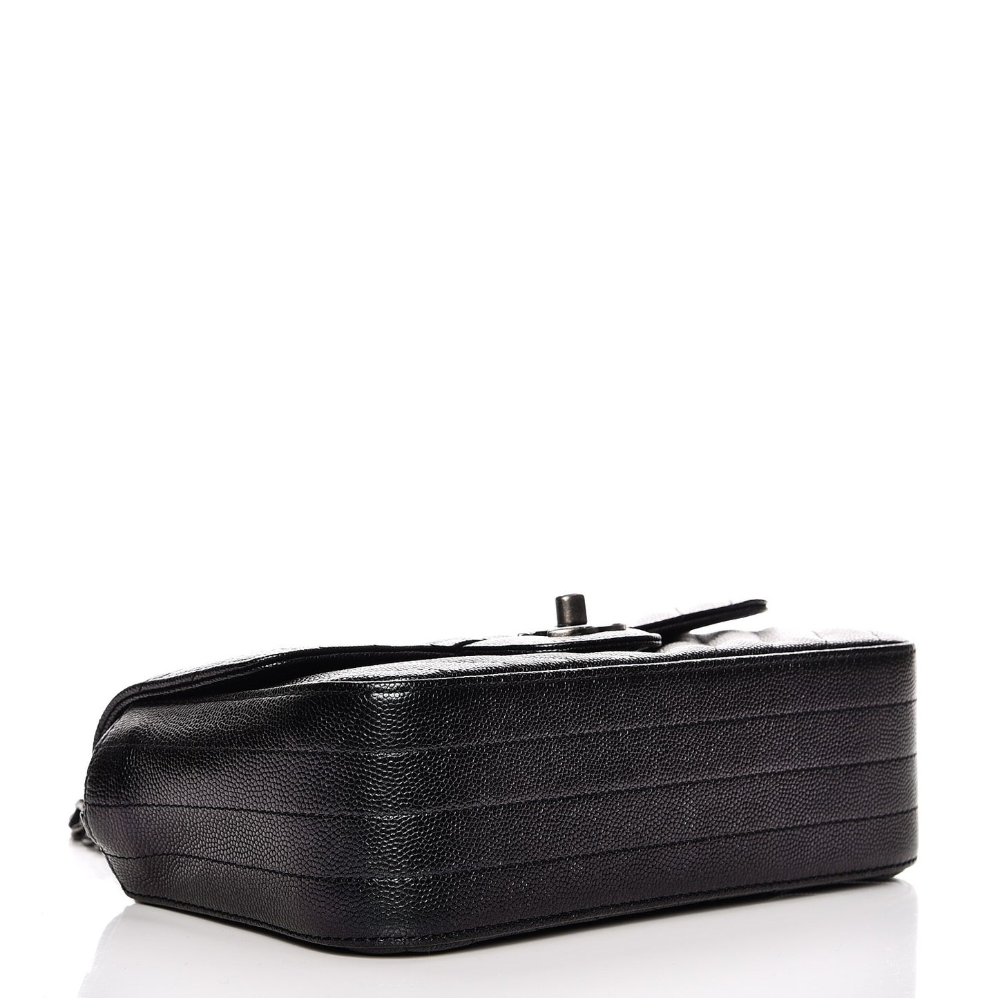 Iridescent Caviar Chevron Quilted Mini Rectangular Flap Black