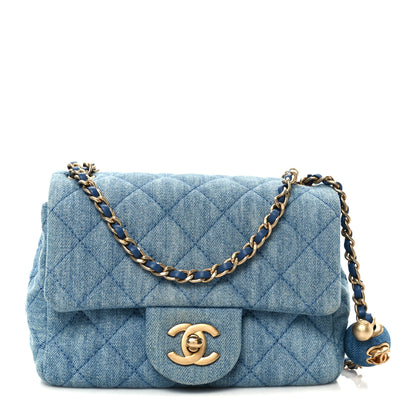 Chanel Denim Quilted Mini Pearl Crush Flap Blue 1 of 11