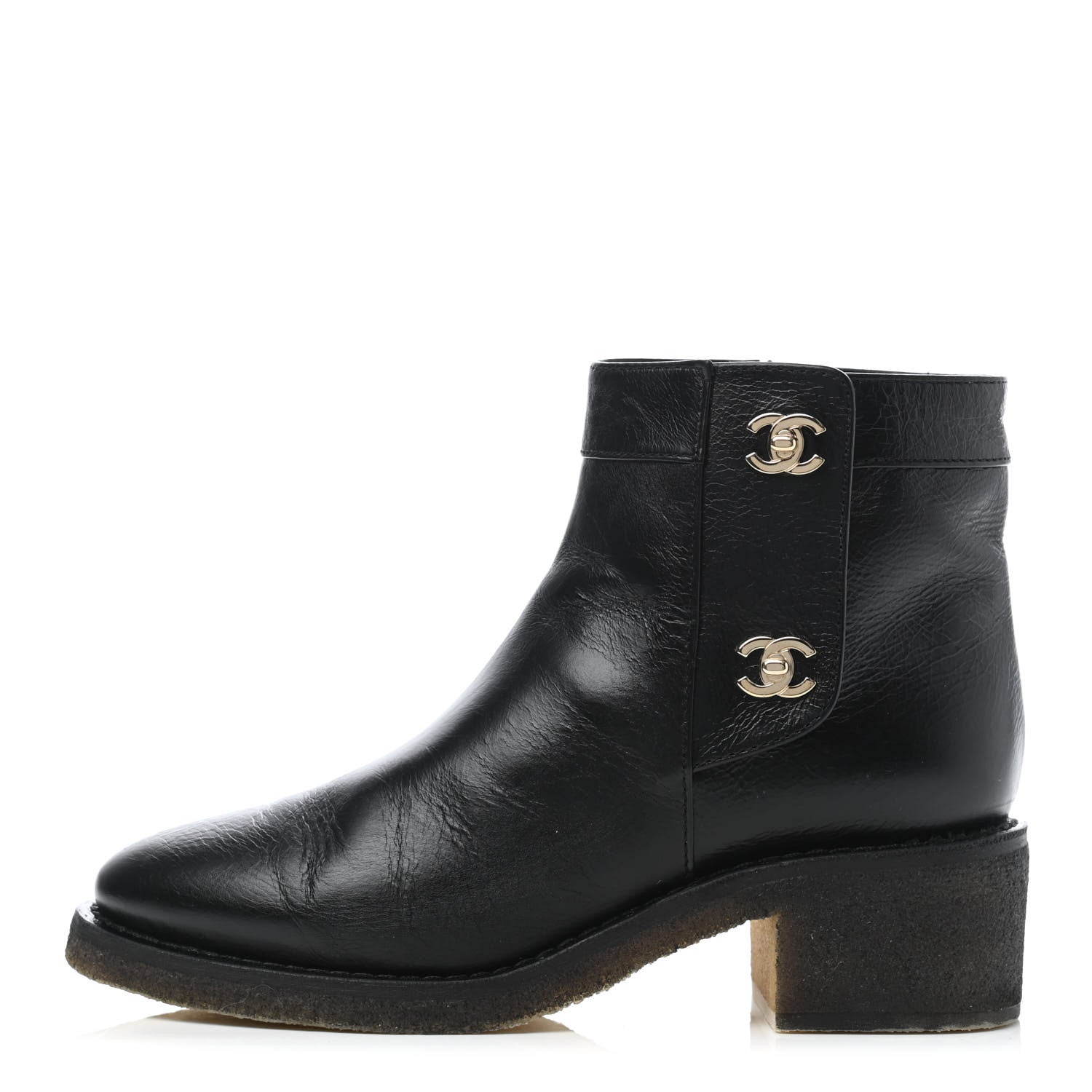Chanel Calfskin CC Turnlock Ankle Boots 38 Black 1 of 4