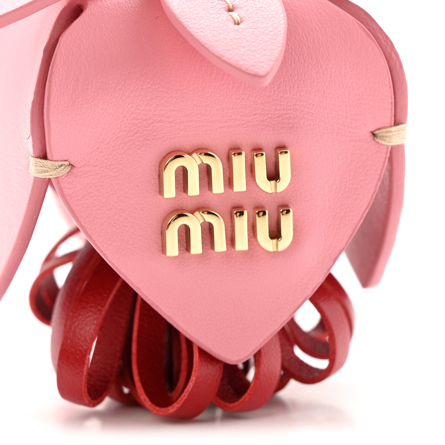 Miu Miu Calfskin Trick Bag Charm Pink Red 3 of 4