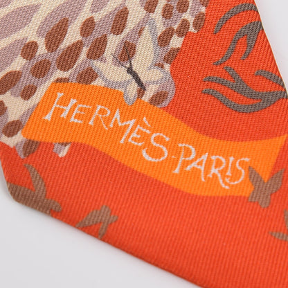 Hermes Silk Dans Un Jardin Anglais Twilly Orange Beige Rose Kaki 5 of 5