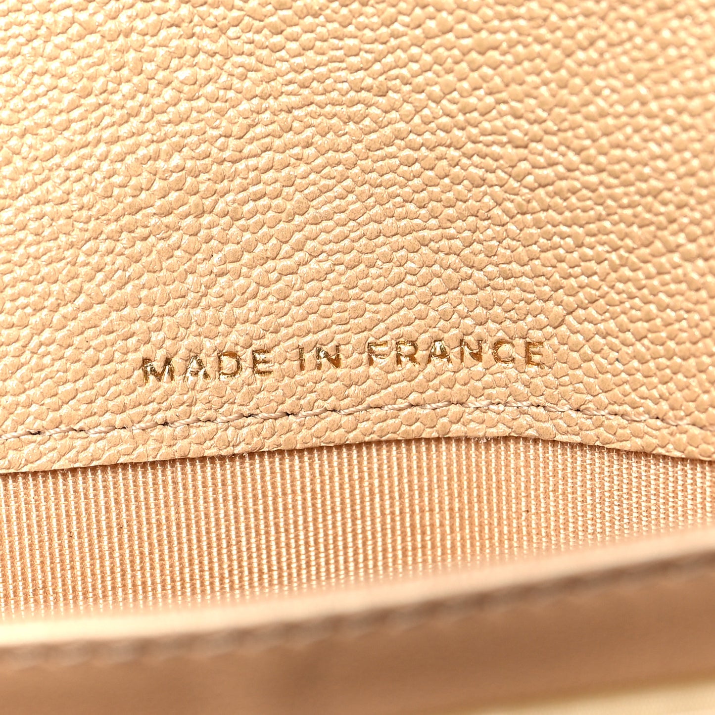 Iridescent Caviar Quilted Long Flap Wallet Beige