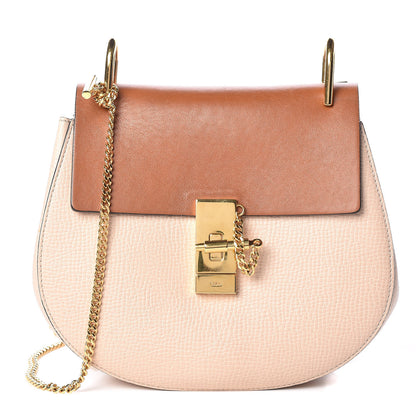 Chloe Grained Calfskin Lambskin Drew Shoulder Bag Powder Beige Caramel 1 of 13
