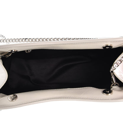 Miu Miu Vernice Patent Quilted Chain Clutch Bianco 5 of 7