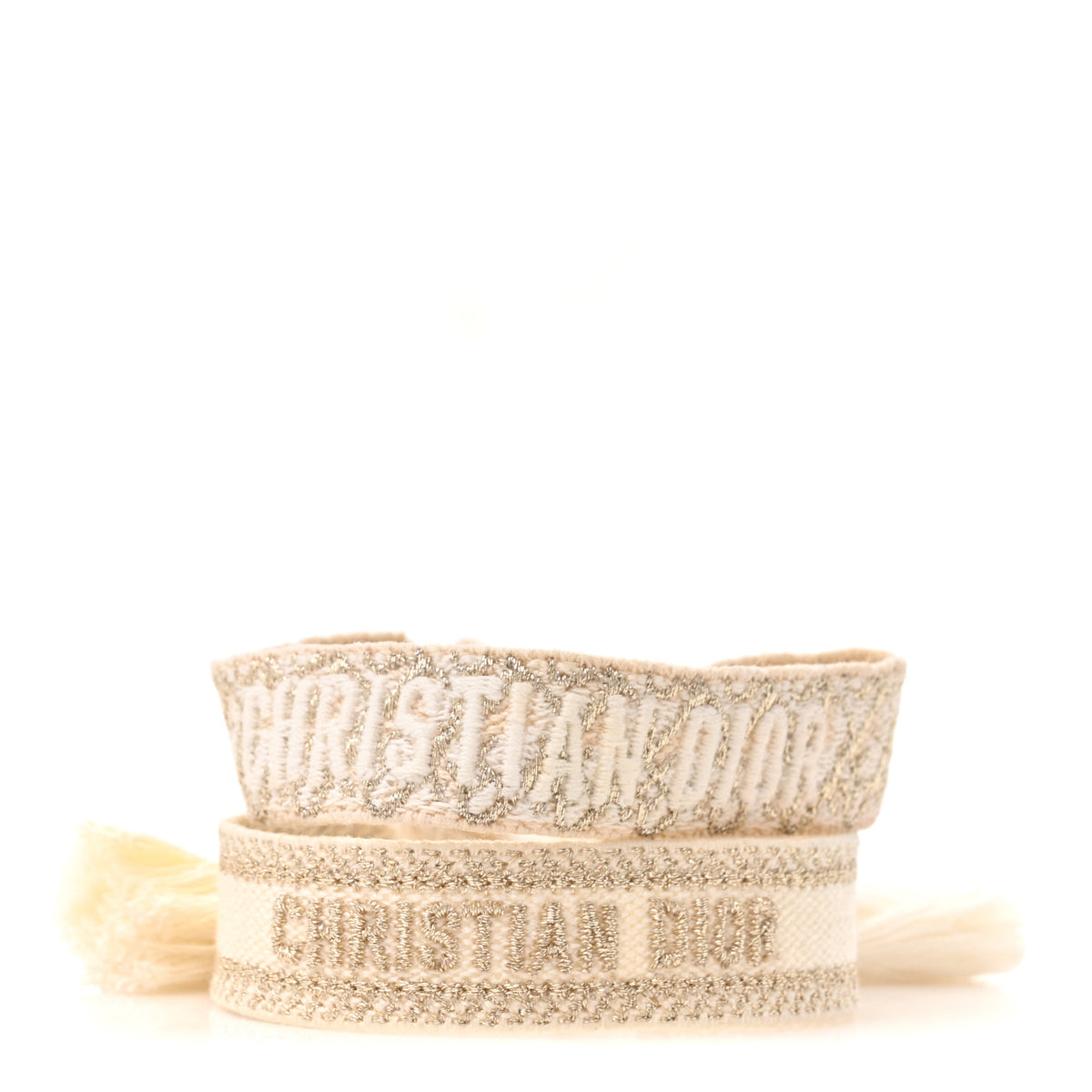 Woven Cotton J'Adior Friendship Bracelet Set White Gold