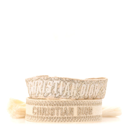 Christian Dior Woven Cotton J'Adior Friendship Bracelet Set White Gold 1 of 5