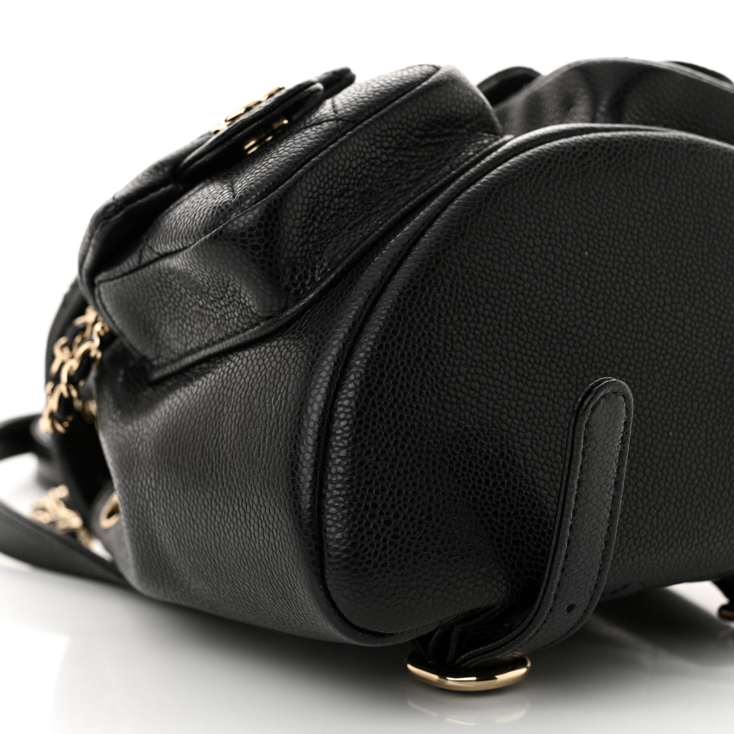 Chanel Shiny Caviar Quilted Small Duma Pockets Drawstring Backpack Black 9 of 10
