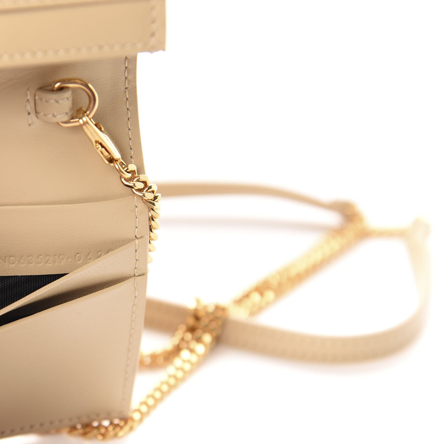 Saint Laurent Calfskin Monogram Chain Card Case Ivory Natural 10 of 11