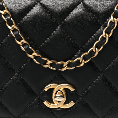 Chanel Lambskin Quilted CC Pearl Crush Wallet on Chain WOC Black 9 of 12