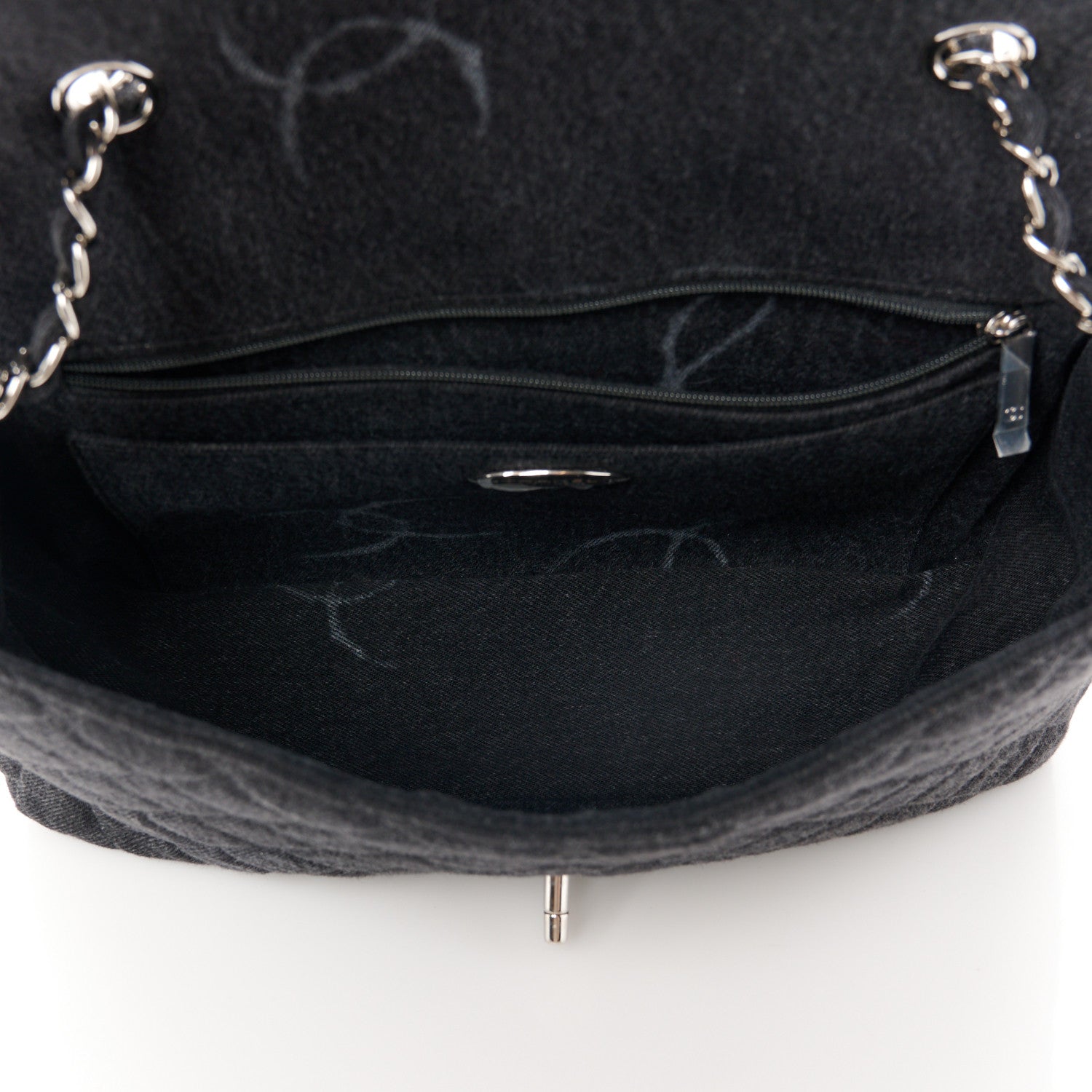 Chanel Denim Quilted CC Print Jumbo Single Flap Black 5 of 11