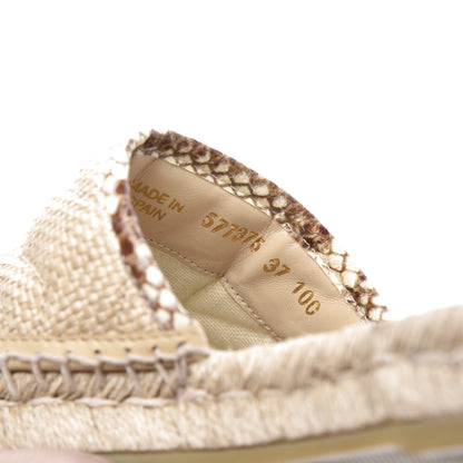 Gucci Straw Elaphe Matelasse GG Marmont Espadrille Slide Sandals 37 Natural Cream Brown 10 of 11
