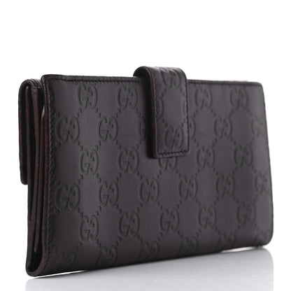 Gucci Guccissima Margaux Calfskin Metal Bar Continental Flap Wallet Chocolate 3 of 11