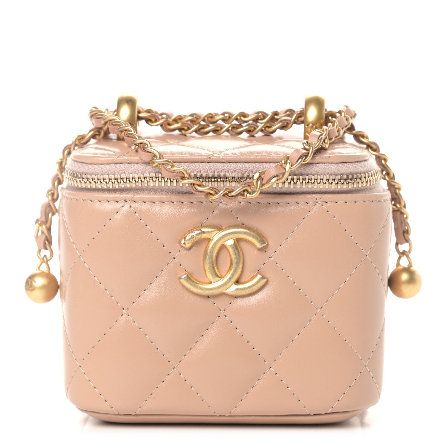 Chanel Calfskin Quilted Mini Perfect Fit Vanity Case With Chain Beige 1 of 8