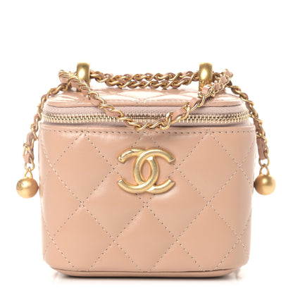 Chanel Calfskin Quilted Mini Perfect Fit Vanity Case With Chain Beige 1 of 8