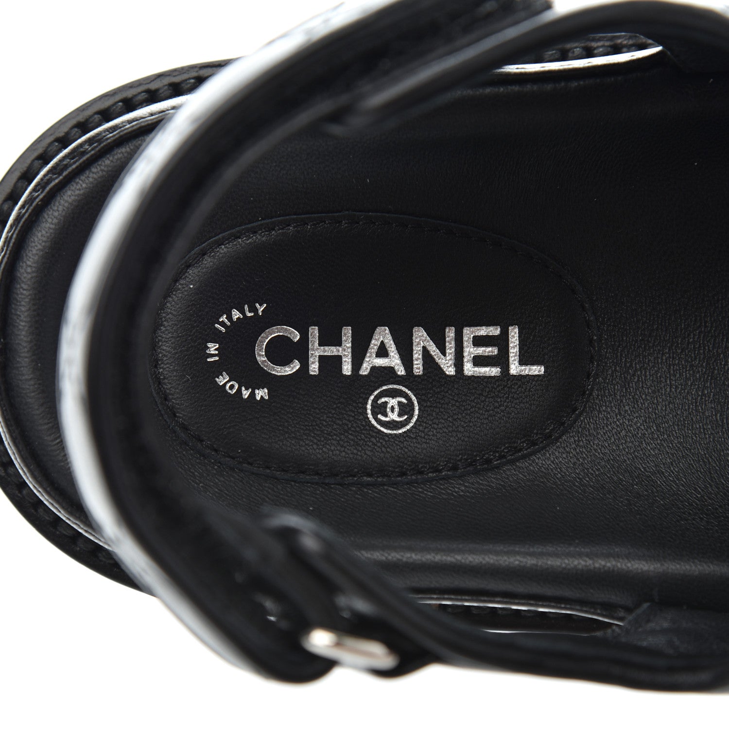 Chanel Lambskin Velcro Dad Sandals 37.5 Black 7 of 12