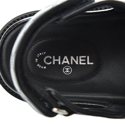 Chanel Lambskin Velcro Dad Sandals 37.5 Black 7 of 12