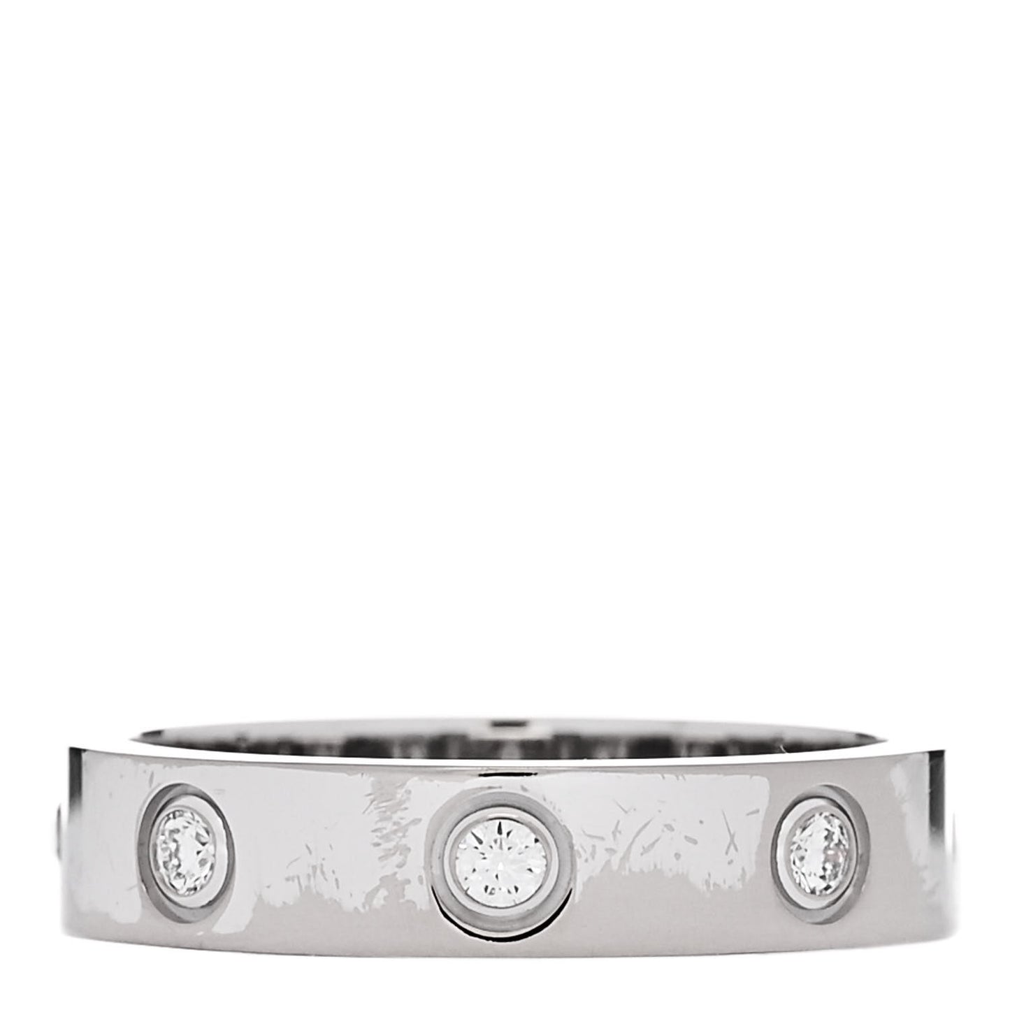 18K White Gold 8 Diamond 4mm Wedding Band LOVE Ring 50 5.25