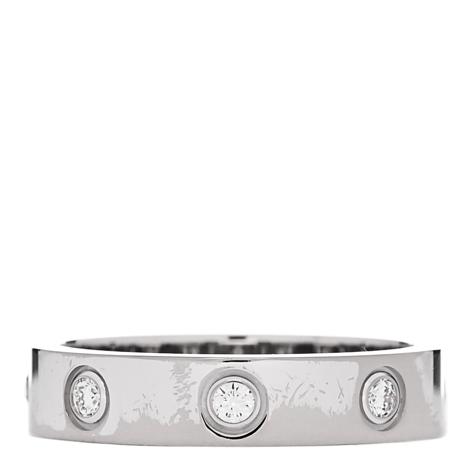 Cartier 18K White Gold 8 Diamond 4mm Wedding Band LOVE Ring 50 5.25 3 of 5