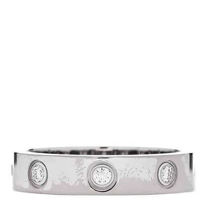 Cartier 18K White Gold 8 Diamond 4mm Wedding Band LOVE Ring 50 5.25 3 of 5