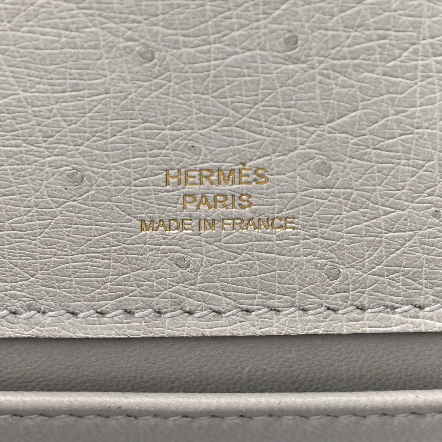 Ostrich Kelly Pochette Clutch Gris Perle