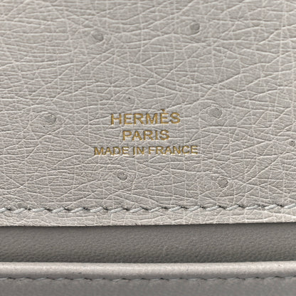 Hermes Ostrich Kelly Pochette Clutch Gris Perle 6 of 13
