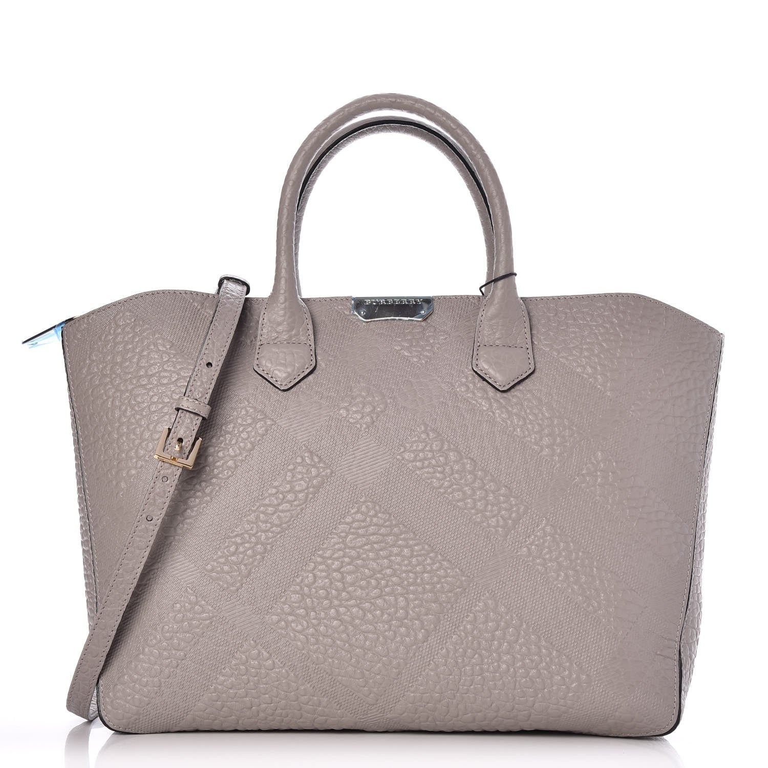 Burberry Heritage Grain Check Embossed Medium Dewsbury Tote Pale Grey 1 of 8