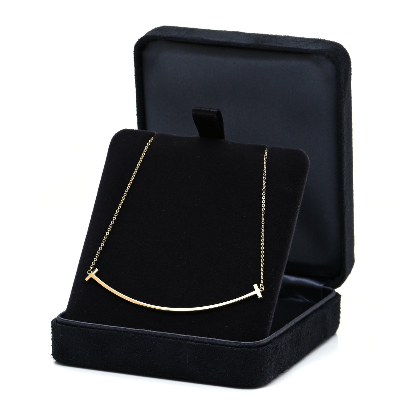 18K Yellow Gold Large T Smile Pendant Necklace