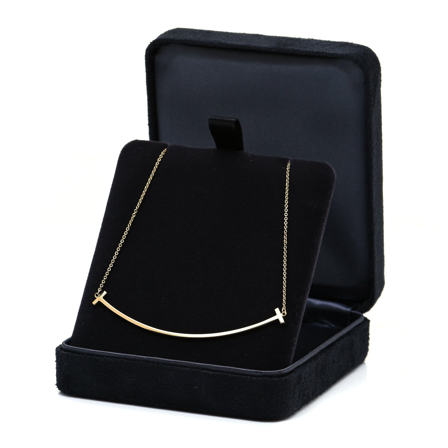 Tiffany 18K Yellow Gold Large T Smile Pendant Necklace 5 of 6