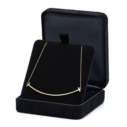 Tiffany 18K Yellow Gold Large T Smile Pendant Necklace 5 of 6