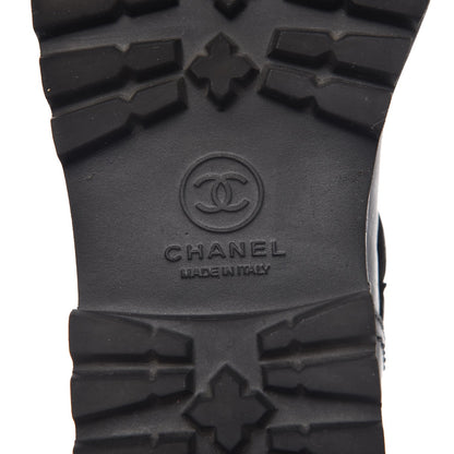 Chanel Calfskin Quilted Biker Boots 38.5 Black 6 of 8