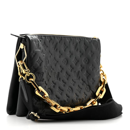 Louis Vuitton Lambskin Embossed Monogram Coussin MM Black 3 of 10