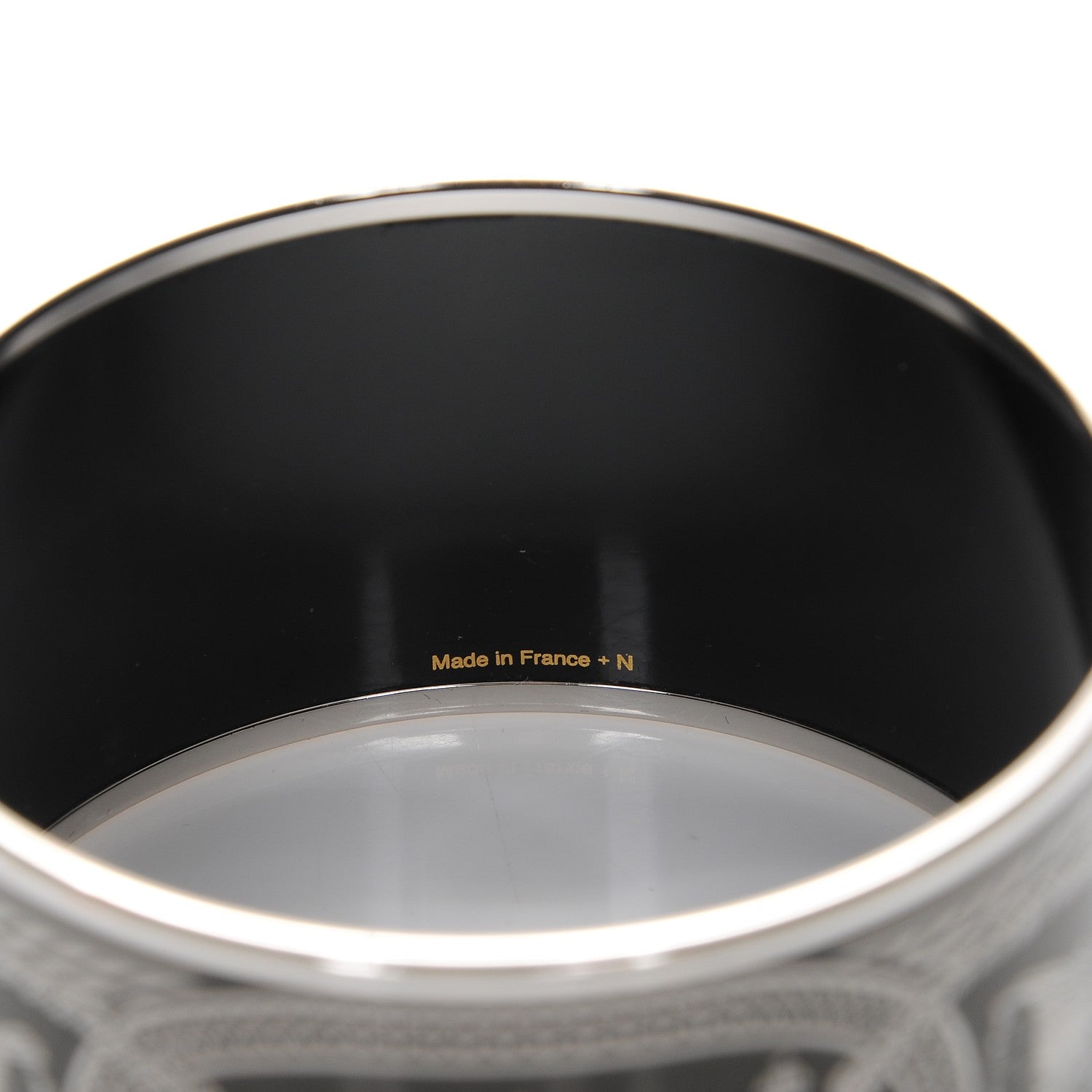 Hermes Enamel Printed Grand Apparat Extra Wide Bracelet 62 Black 5 of 6