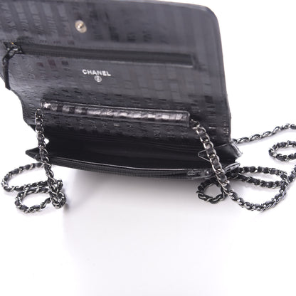 Chanel Aged Calfskin Striped Reissue Wallet On Chain WOC Black 4 of 12