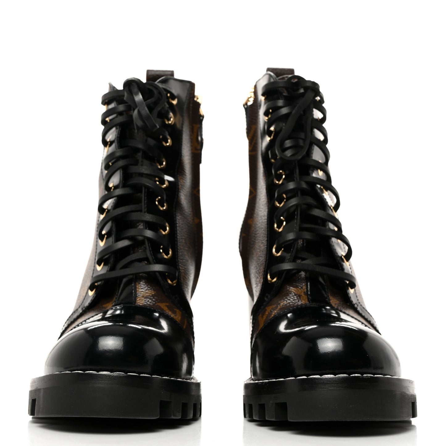 Patent Calfskin Monogram Star Trail Ankle Boots 39 Black