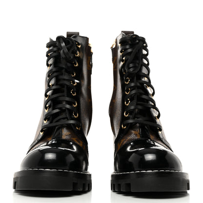 Louis Vuitton Patent Calfskin Monogram Star Trail Ankle Boots 39 Black 2 of 9