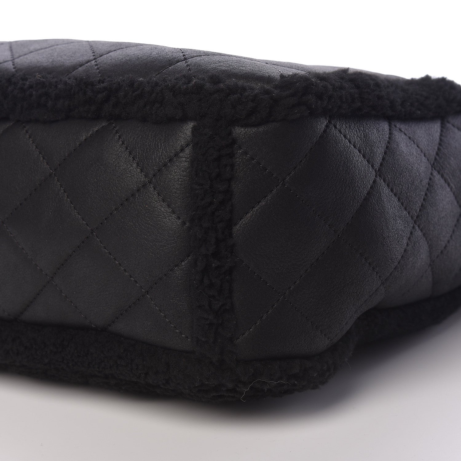Chanel Lambskin Shearling Large Coco Neige Shopping Tote Black 6 of 9