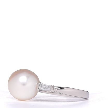 Mikimoto Platinum Diamond Akoya Pearl 10mm Ring 48 4.25 3 of 5