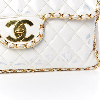 Chanel Patent Quilted Jumbo XL Chain Around Flap White 12 of 20