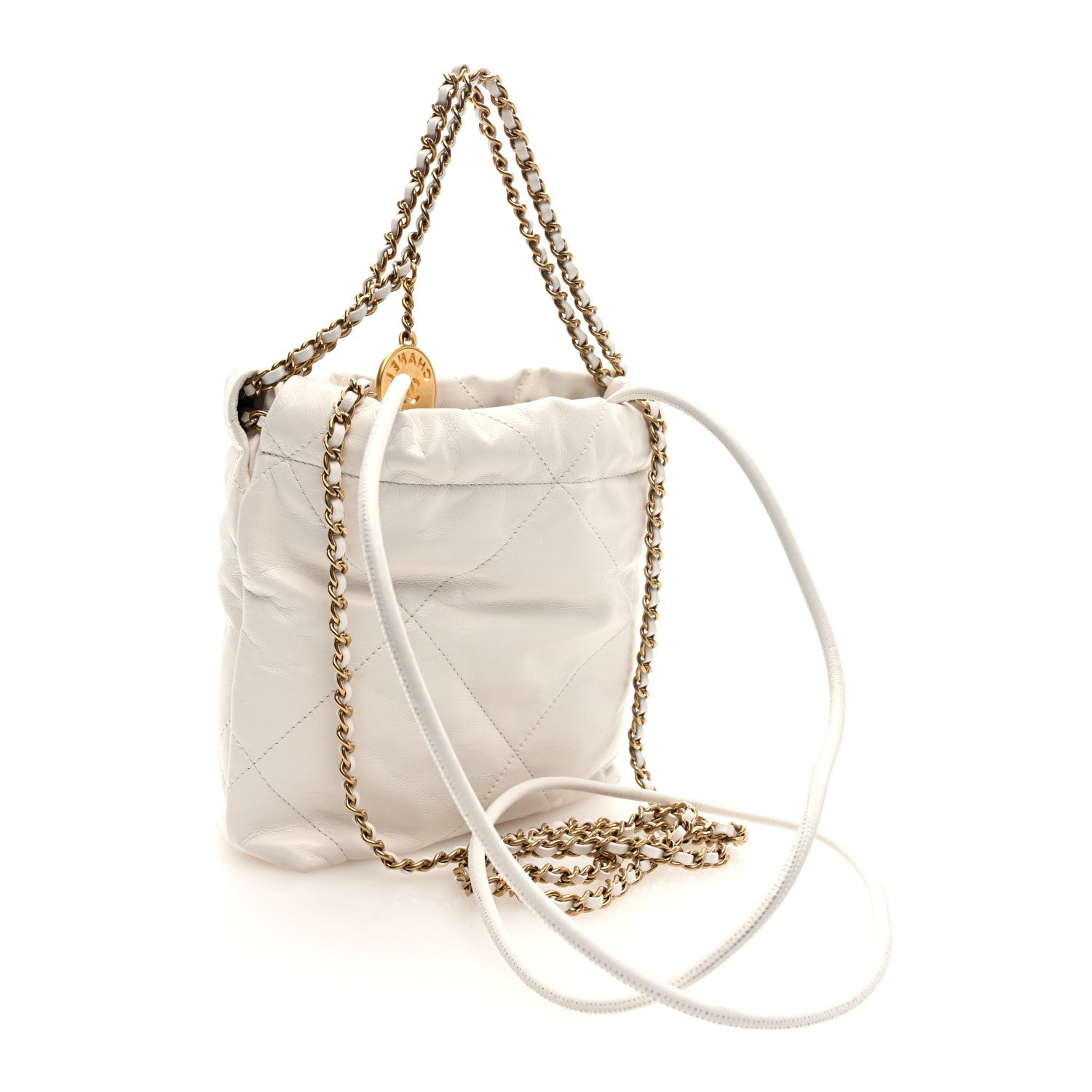 Chanel Shiny Calfskin Quilted Mini Chanel 22 White Black 3 of 10