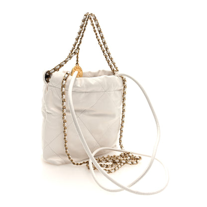 Chanel Shiny Calfskin Quilted Mini Chanel 22 White Black 3 of 10