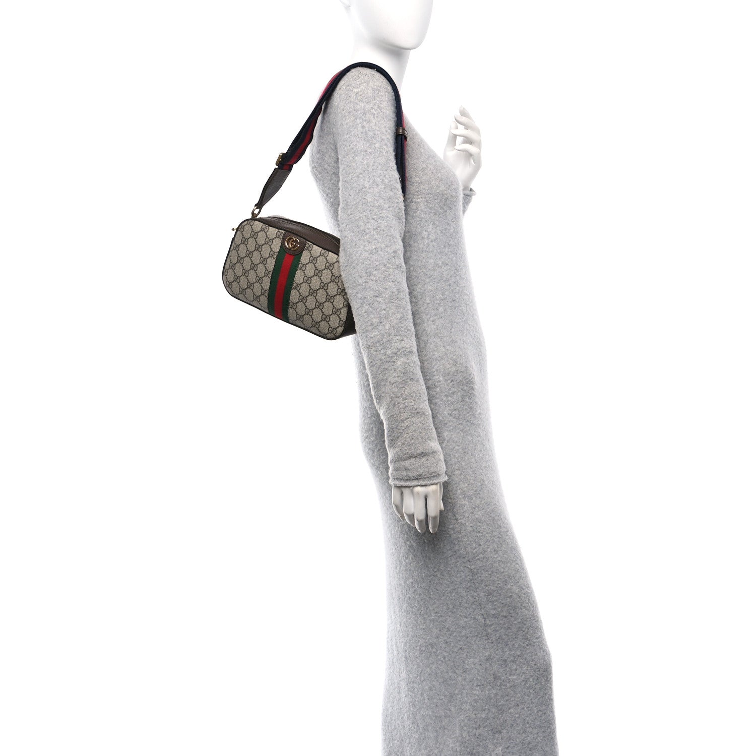 Gucci GG Supreme Monogram Textured Dollar Calfskin Web Ophidia Small Crossbody Bag Beige Ebony New Acero 2 of 10