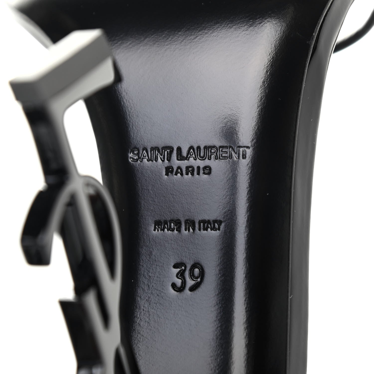 Saint Laurent Patent Calfskin Opyum 110 Sandals 39 Black 7 of 8