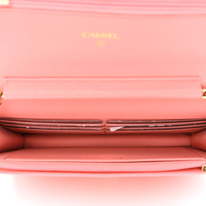Chanel Caviar Quilted Wallet on Chain WOC Coral Pink 5 of 12