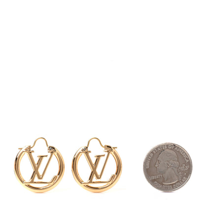 Louis Vuitton Metal Small Louise Hoop Earrings Gold 2 of 5