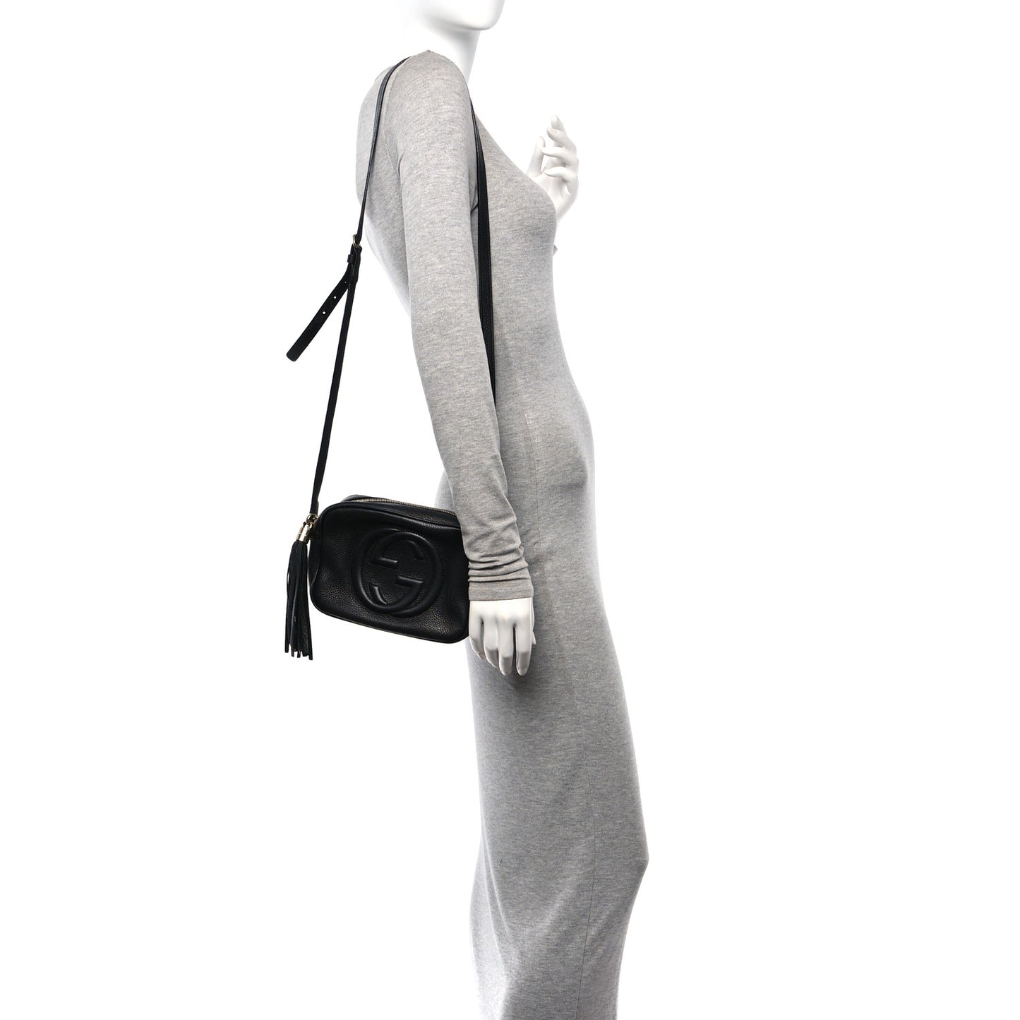 Pebbled Calfskin Small Soho Disco Bag Black