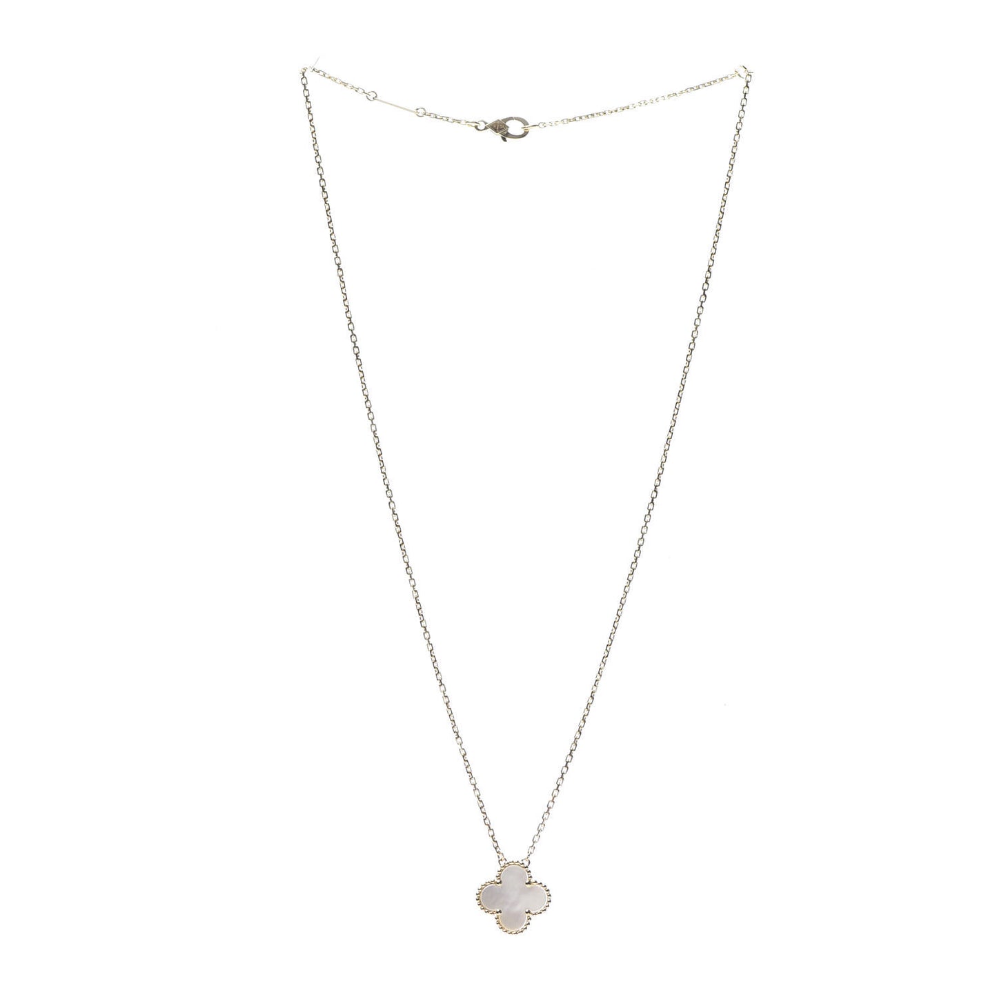 18K Yellow Gold Mother of Pearl Vintage Alhambra Pendant Necklace